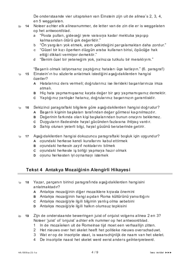 Opgaven examen HAVO Turks 2023, tijdvak 1. Pagina 4