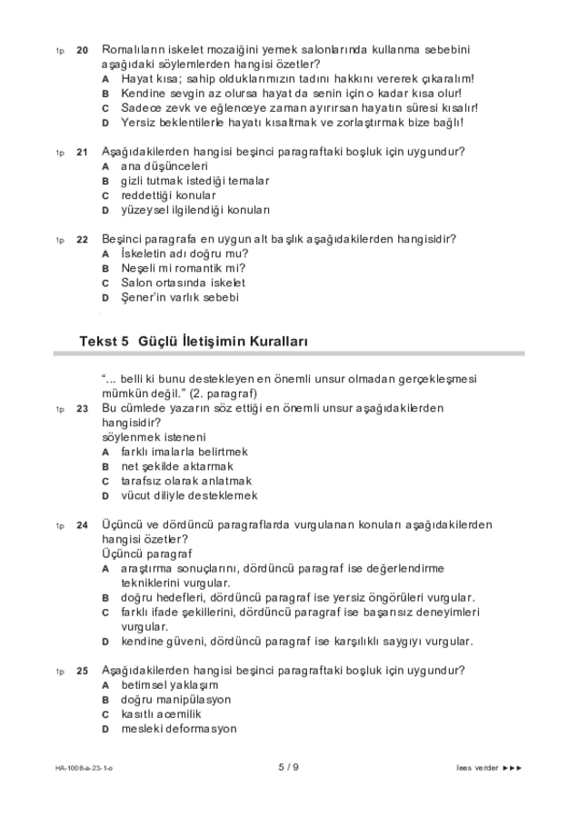 Opgaven examen HAVO Turks 2023, tijdvak 1. Pagina 5