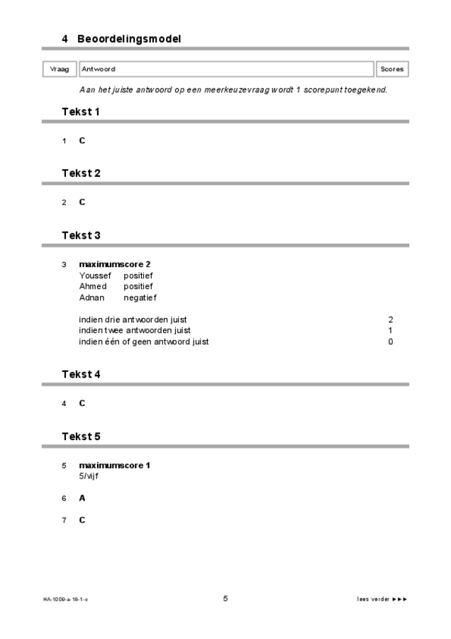 Correctievoorschrift examen HAVO Arabisch 2018, tijdvak 1. Pagina 5