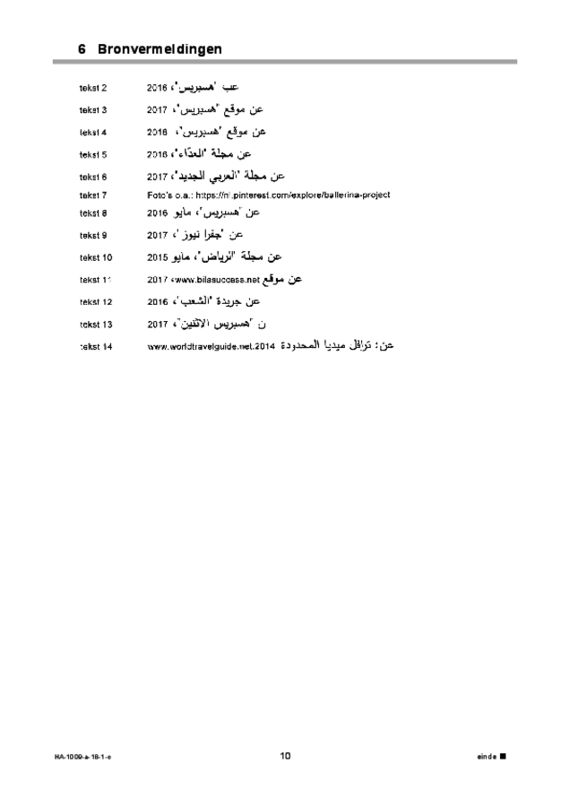 Correctievoorschrift examen HAVO Arabisch 2018, tijdvak 1. Pagina 10