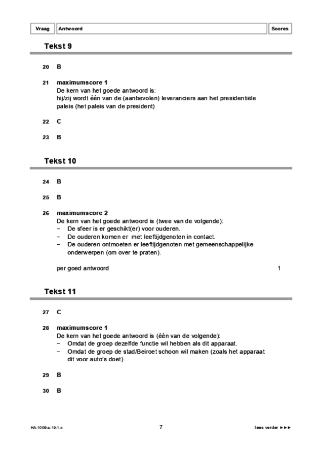 Correctievoorschrift examen HAVO Arabisch 2019, tijdvak 1. Pagina 7