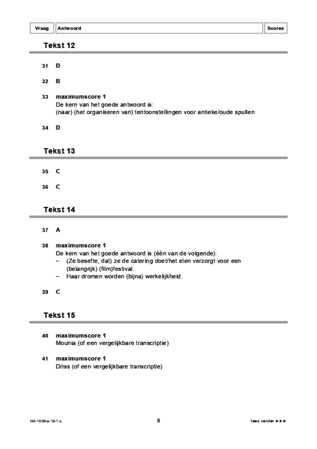 Correctievoorschrift examen HAVO Arabisch 2019, tijdvak 1. Pagina 8