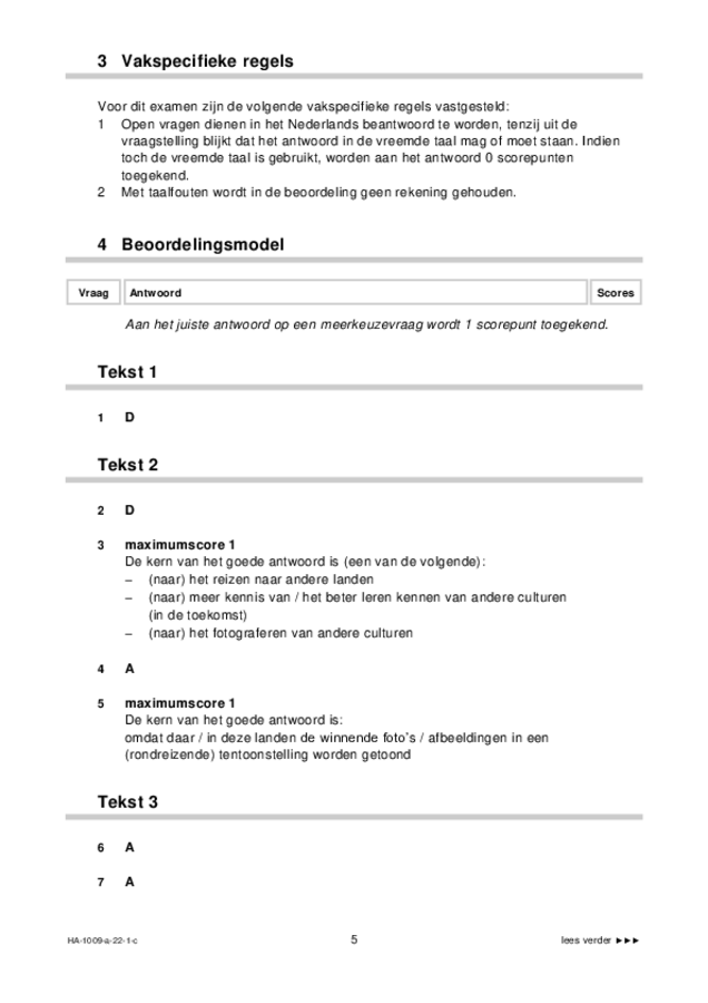 Correctievoorschrift examen HAVO Arabisch 2022, tijdvak 1. Pagina 5