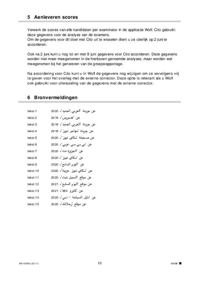 Correctievoorschrift examen HAVO Arabisch 2022, tijdvak 1. Pagina 10