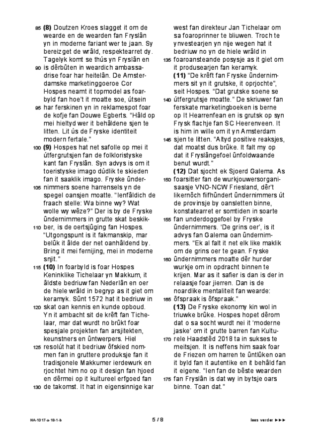 Bijlage examen HAVO Fries 2018, tijdvak 1. Pagina 5