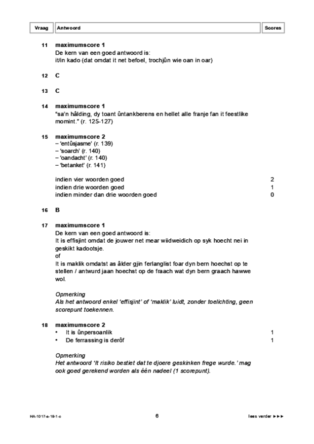 Correctievoorschrift examen HAVO Fries 2019, tijdvak 1. Pagina 6