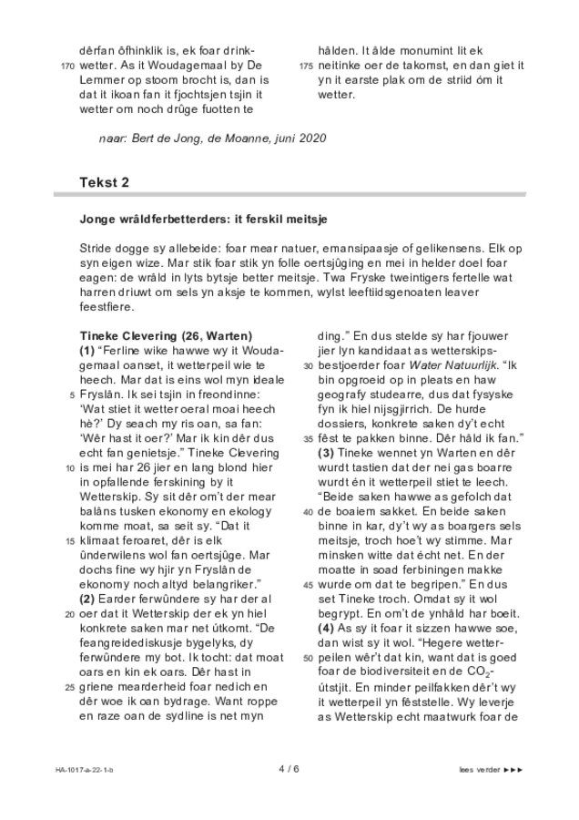 Bijlage examen HAVO Fries 2022, tijdvak 1. Pagina 4