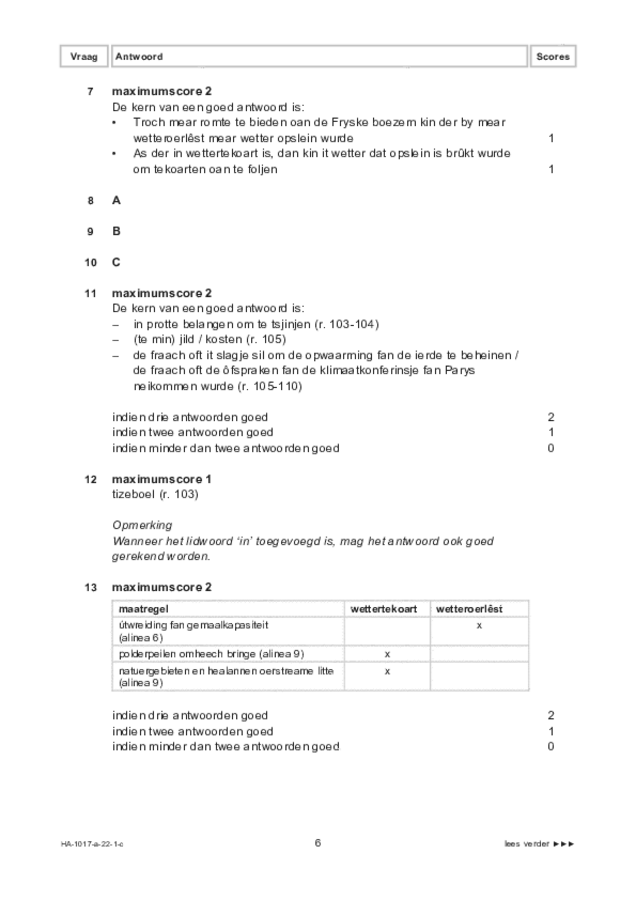 Correctievoorschrift examen HAVO Fries 2022, tijdvak 1. Pagina 6