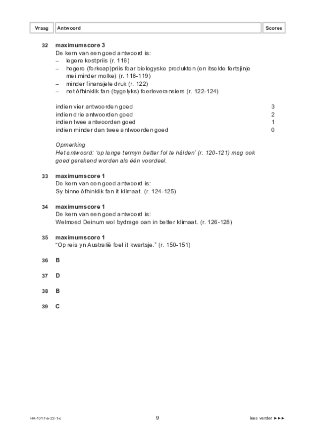 Correctievoorschrift examen HAVO Fries 2022, tijdvak 1. Pagina 9