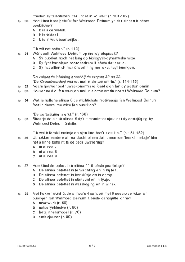 Opgaven examen HAVO Fries 2022, tijdvak 1. Pagina 6