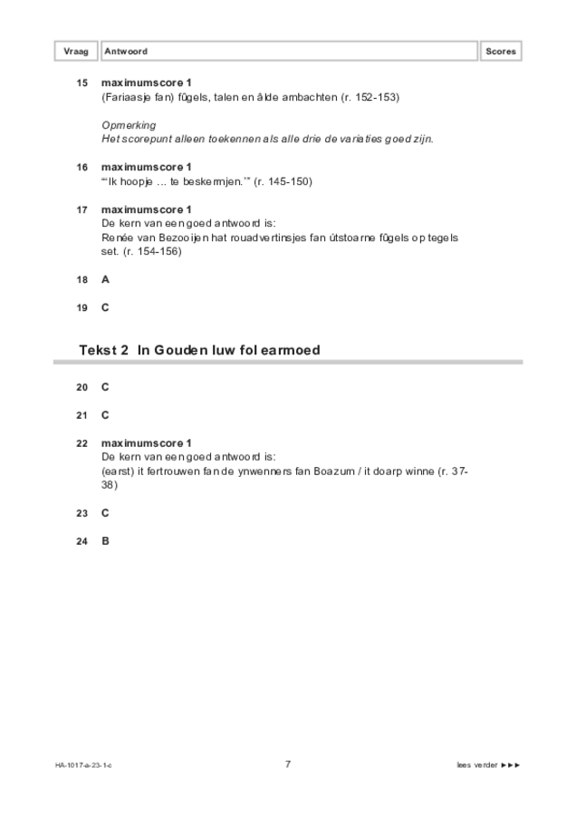 Correctievoorschrift examen HAVO Fries 2023, tijdvak 1. Pagina 7