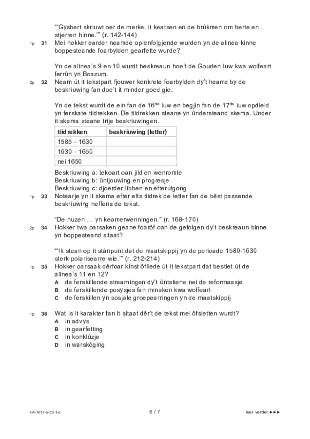 Opgaven examen HAVO Fries 2023, tijdvak 1. Pagina 6