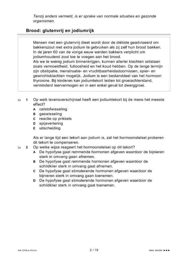 Opgaven examen HAVO biologie 2014, tijdvak 2. Pagina 2