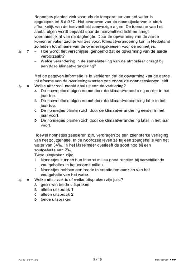 Opgaven examen HAVO biologie 2014, tijdvak 2. Pagina 5