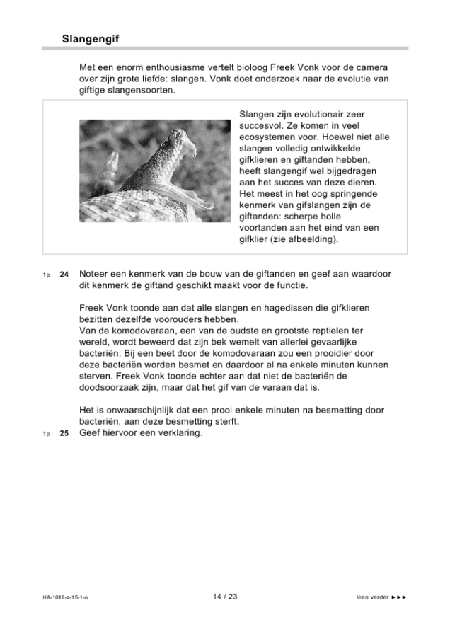 Opgaven examen HAVO biologie 2015, tijdvak 1. Pagina 14