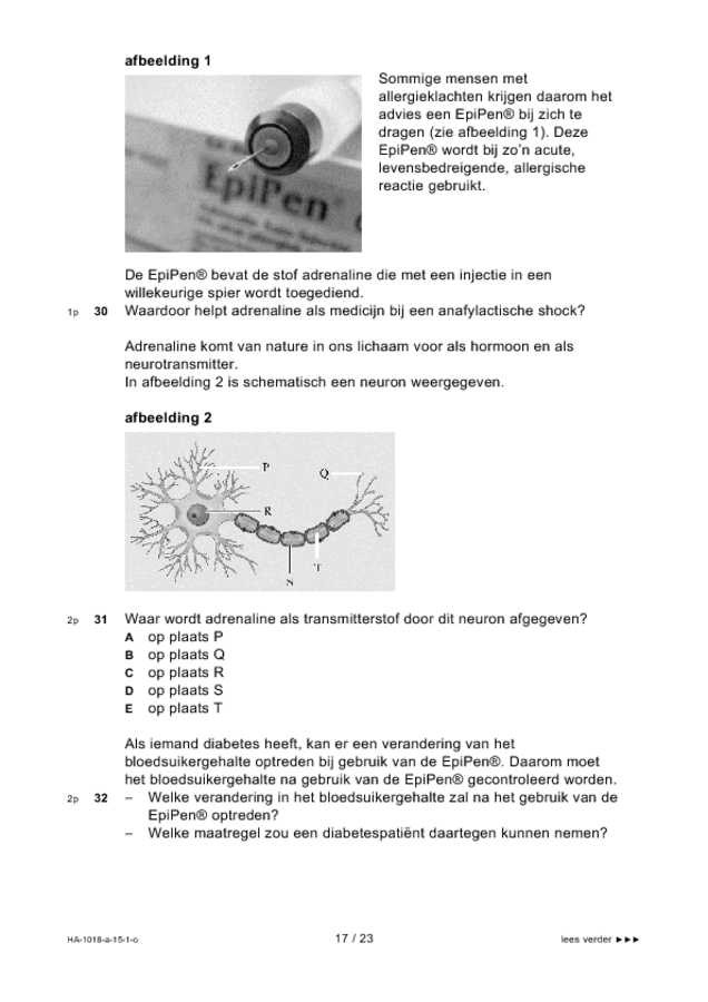 Opgaven examen HAVO biologie 2015, tijdvak 1. Pagina 17