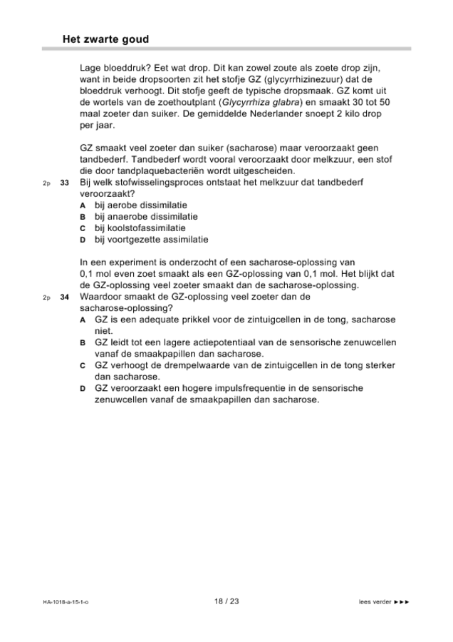 Opgaven examen HAVO biologie 2015, tijdvak 1. Pagina 18