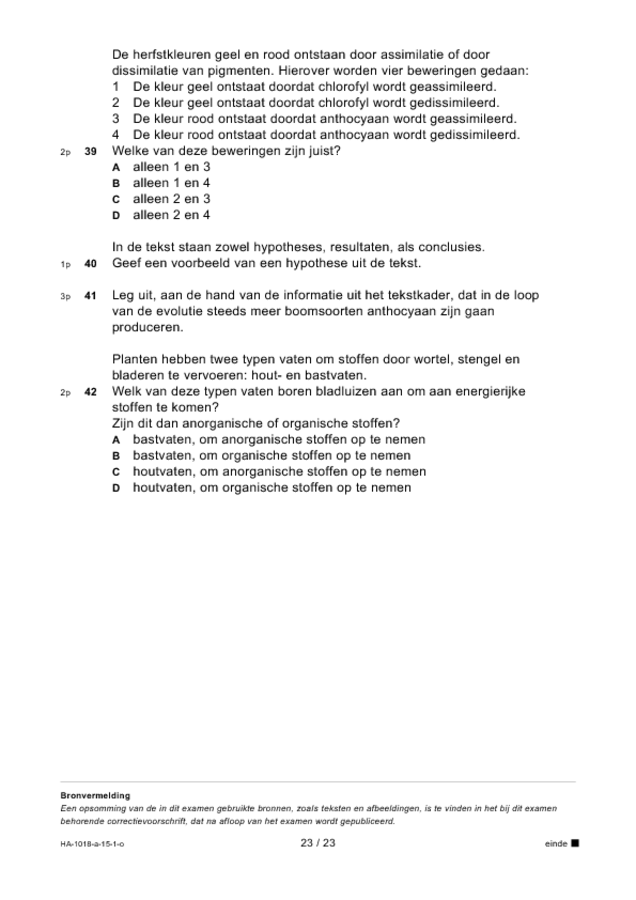 Opgaven examen HAVO biologie 2015, tijdvak 1. Pagina 23
