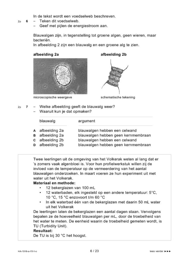 Opgaven examen HAVO biologie 2015, tijdvak 1. Pagina 6