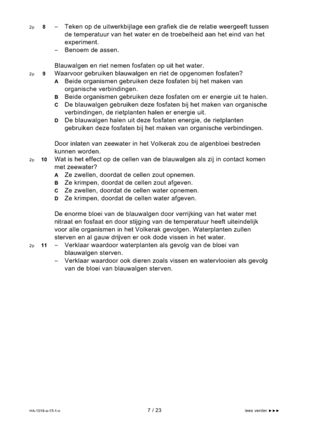Opgaven examen HAVO biologie 2015, tijdvak 1. Pagina 7