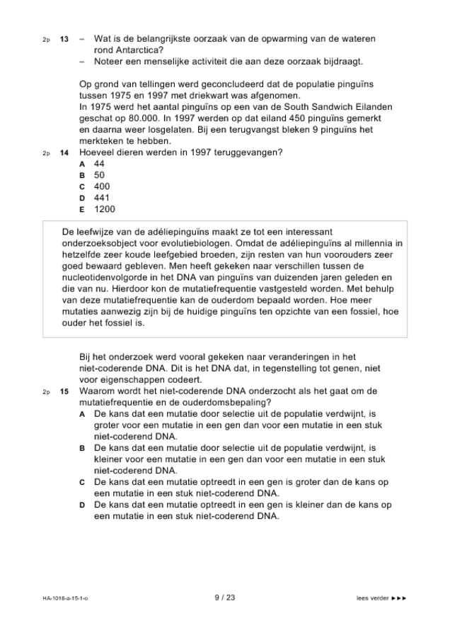 Opgaven examen HAVO biologie 2015, tijdvak 1. Pagina 9