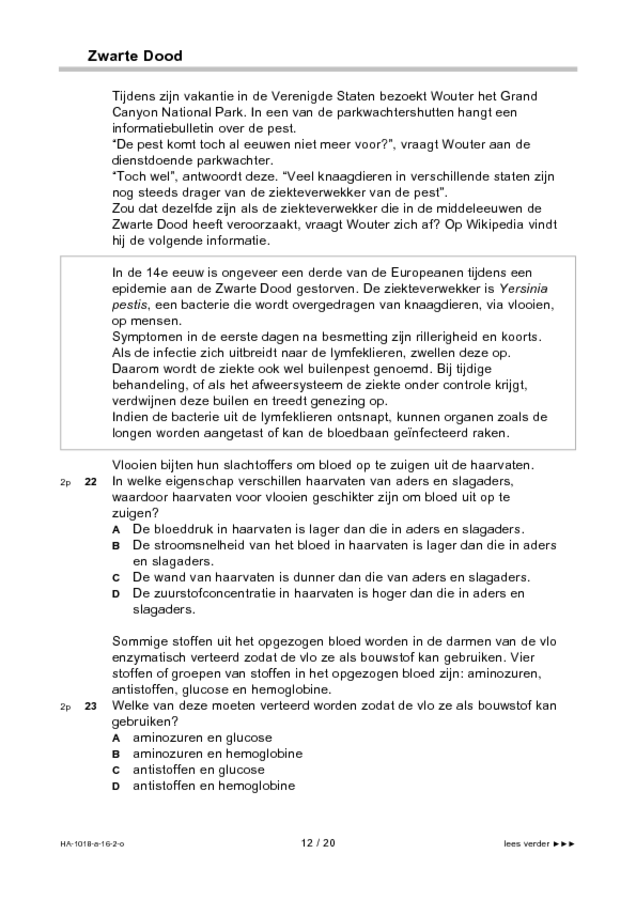 Opgaven examen HAVO biologie 2016, tijdvak 2. Pagina 12