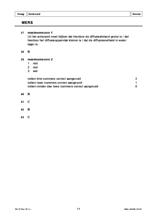 Correctievoorschrift examen HAVO biologie 2019, tijdvak 1. Pagina 11