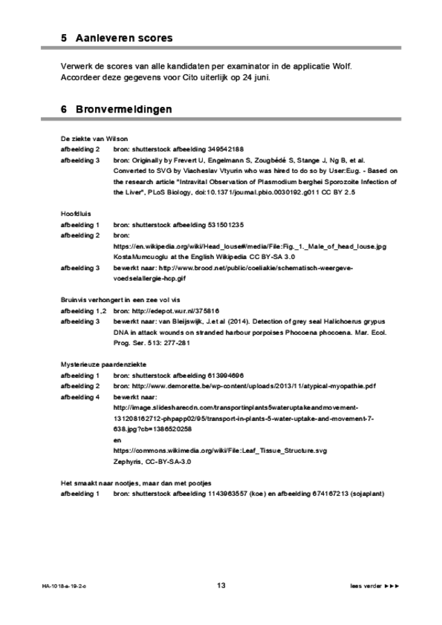 Correctievoorschrift examen HAVO biologie 2019, tijdvak 2. Pagina 13