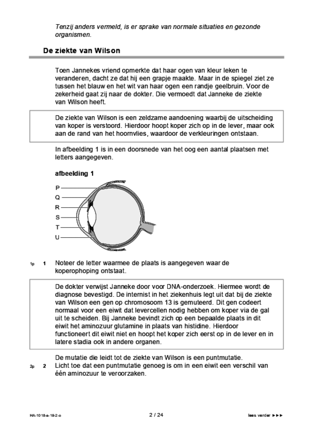 Opgaven examen HAVO biologie 2019, tijdvak 2. Pagina 2