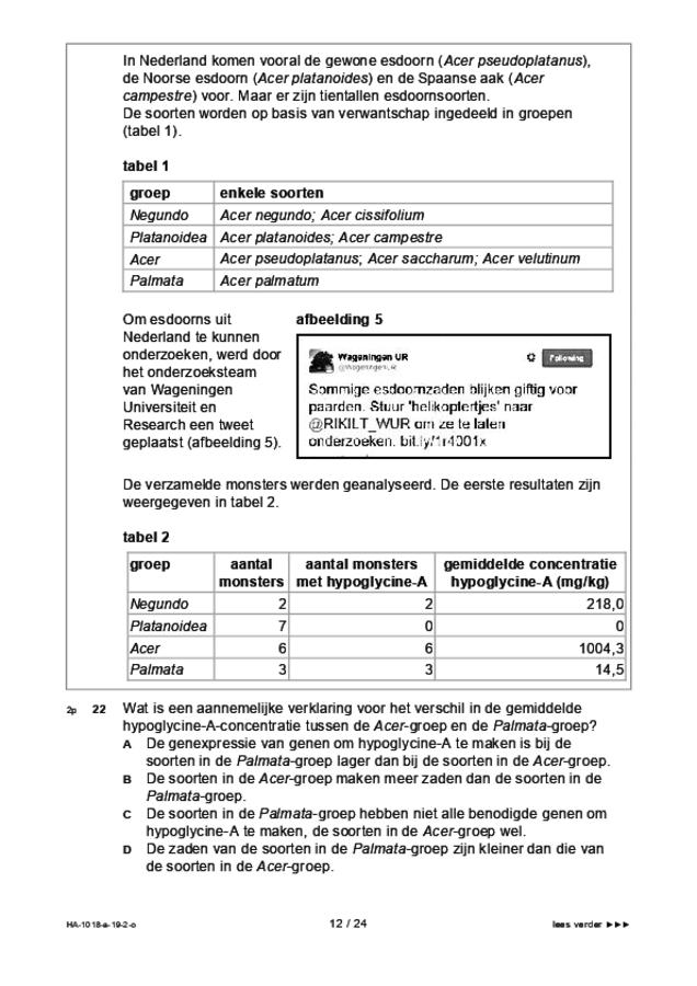 Opgaven examen HAVO biologie 2019, tijdvak 2. Pagina 12