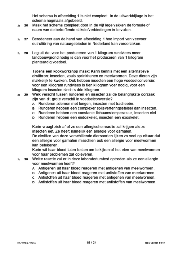 Opgaven examen HAVO biologie 2019, tijdvak 2. Pagina 15