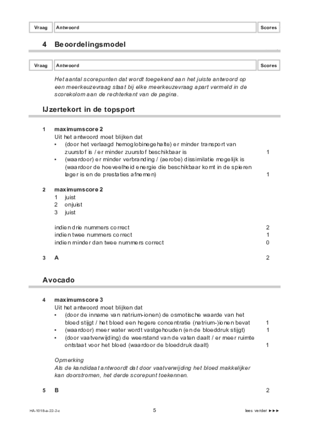 Correctievoorschrift examen HAVO biologie 2022, tijdvak 2. Pagina 5