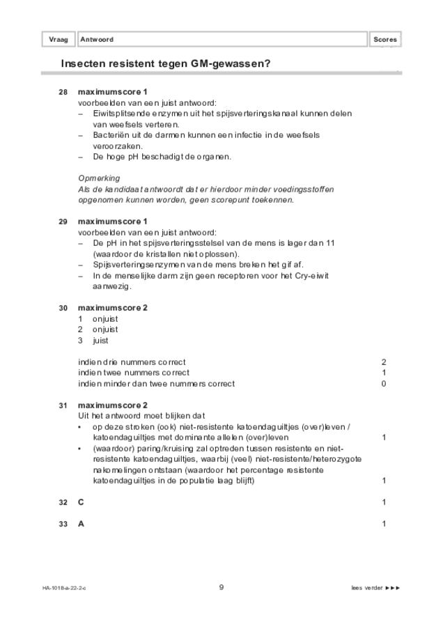 Correctievoorschrift examen HAVO biologie 2022, tijdvak 2. Pagina 9