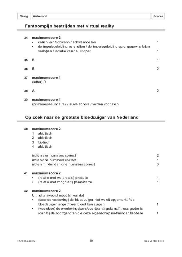 Correctievoorschrift examen HAVO biologie 2022, tijdvak 2. Pagina 10