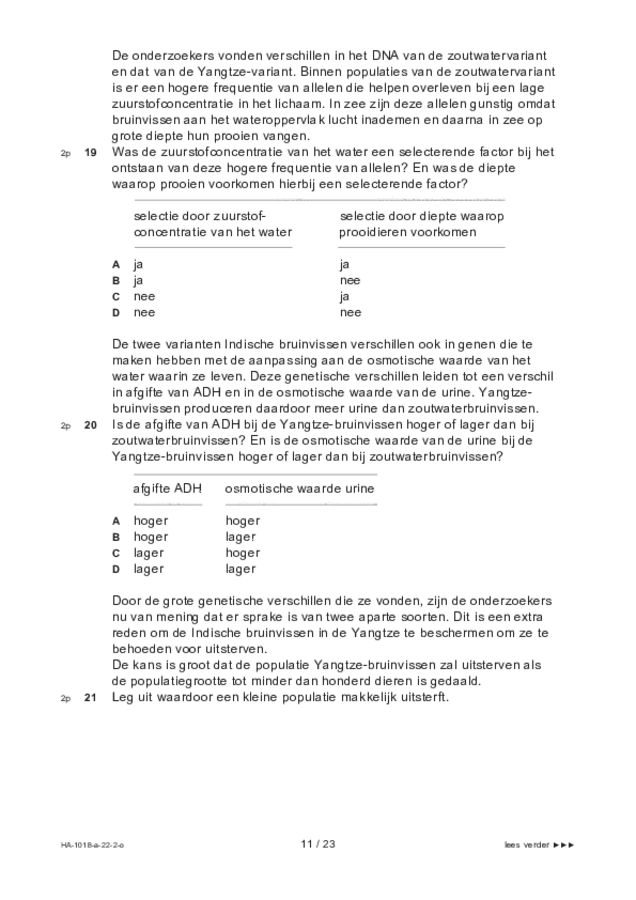 Opgaven examen HAVO biologie 2022, tijdvak 2. Pagina 11