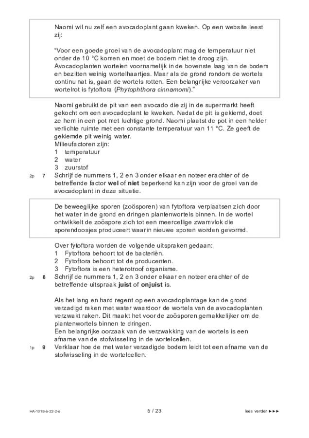 Opgaven examen HAVO biologie 2022, tijdvak 2. Pagina 5