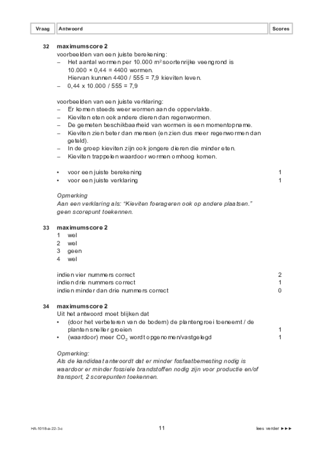Correctievoorschrift examen HAVO biologie 2022, tijdvak 3. Pagina 11