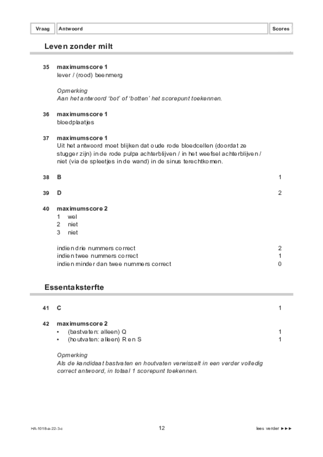 Correctievoorschrift examen HAVO biologie 2022, tijdvak 3. Pagina 12