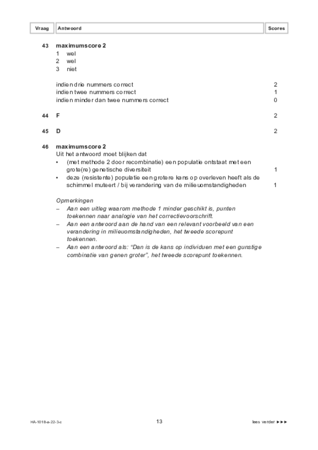 Correctievoorschrift examen HAVO biologie 2022, tijdvak 3. Pagina 13