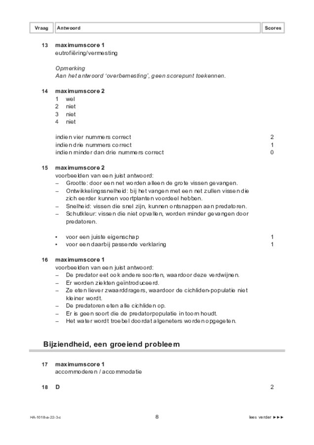 Correctievoorschrift examen HAVO biologie 2022, tijdvak 3. Pagina 8