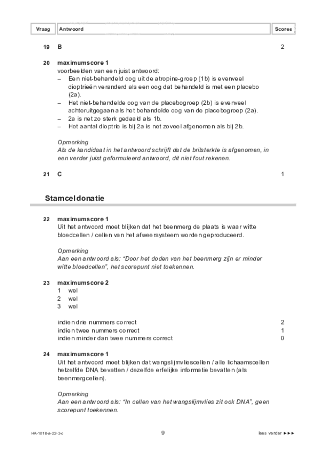 Correctievoorschrift examen HAVO biologie 2022, tijdvak 3. Pagina 9