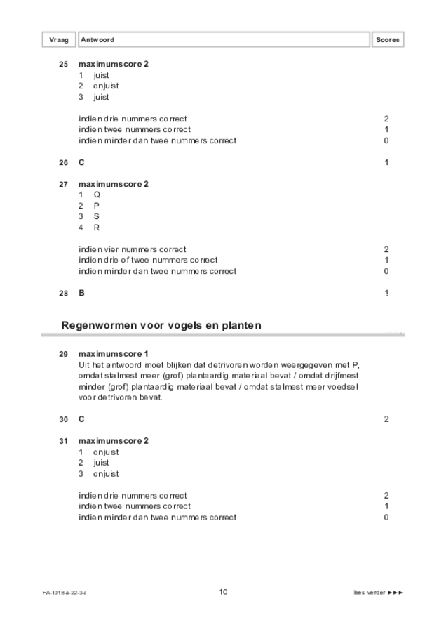 Correctievoorschrift examen HAVO biologie 2022, tijdvak 3. Pagina 10