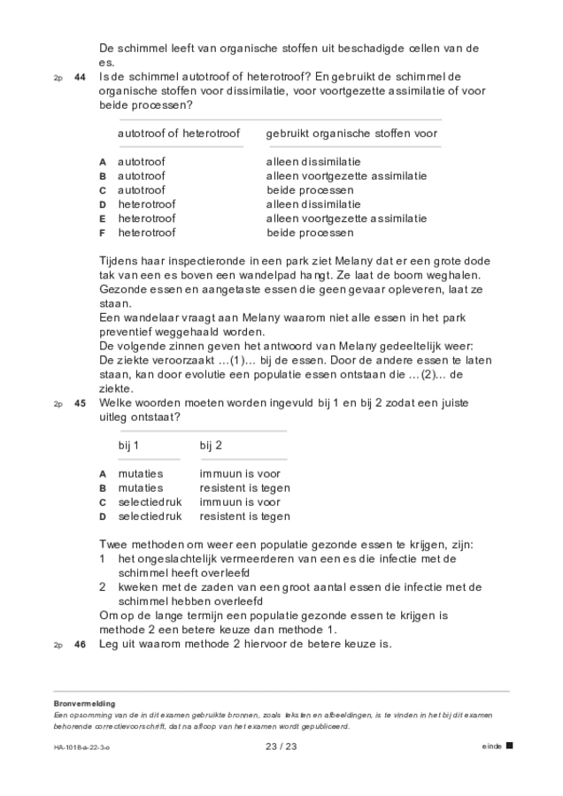 Opgaven examen HAVO biologie 2022, tijdvak 3. Pagina 23