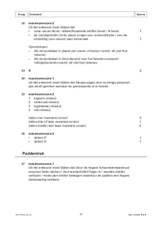 Correctievoorschrift examen HAVO biologie 2023, tijdvak 2. Pagina 11