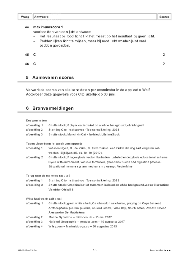 Correctievoorschrift examen HAVO biologie 2023, tijdvak 2. Pagina 13