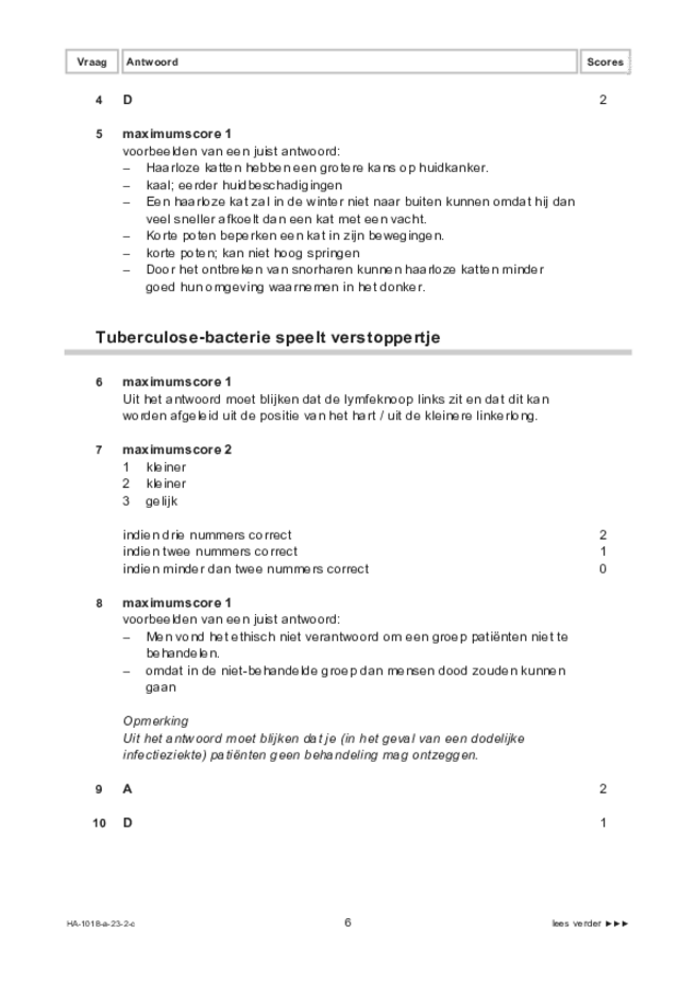 Correctievoorschrift examen HAVO biologie 2023, tijdvak 2. Pagina 6