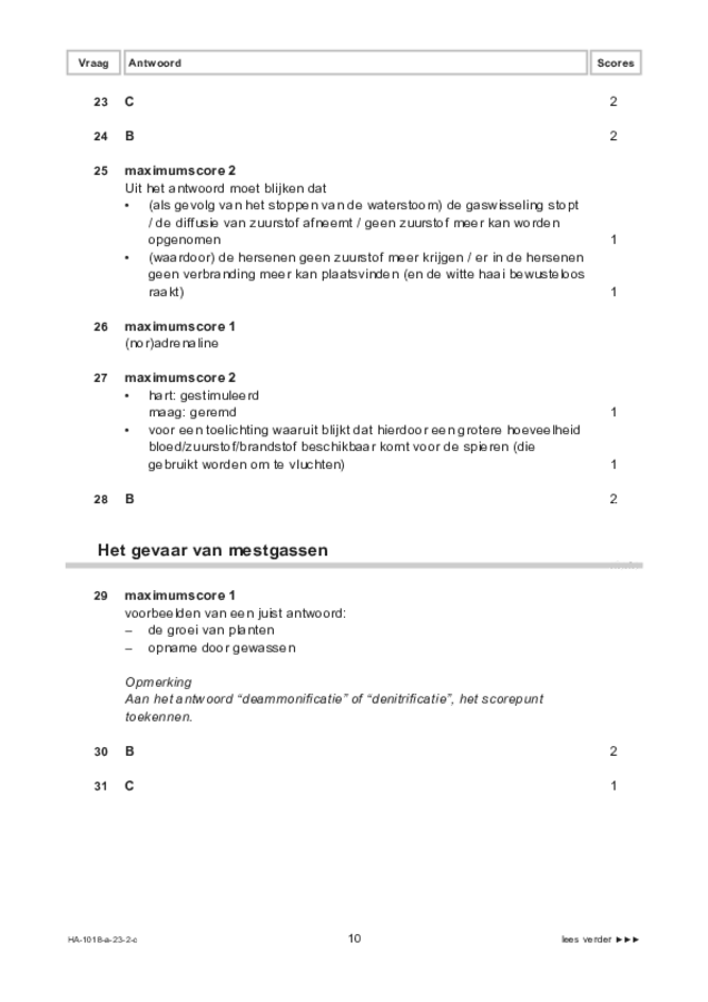Correctievoorschrift examen HAVO biologie 2023, tijdvak 2. Pagina 10