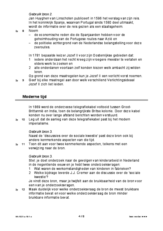 Opgaven examen HAVO geschiedenis 2018, tijdvak 1. Pagina 4