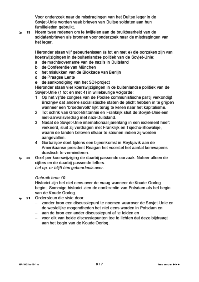 Opgaven examen HAVO geschiedenis 2019, tijdvak 1. Pagina 6