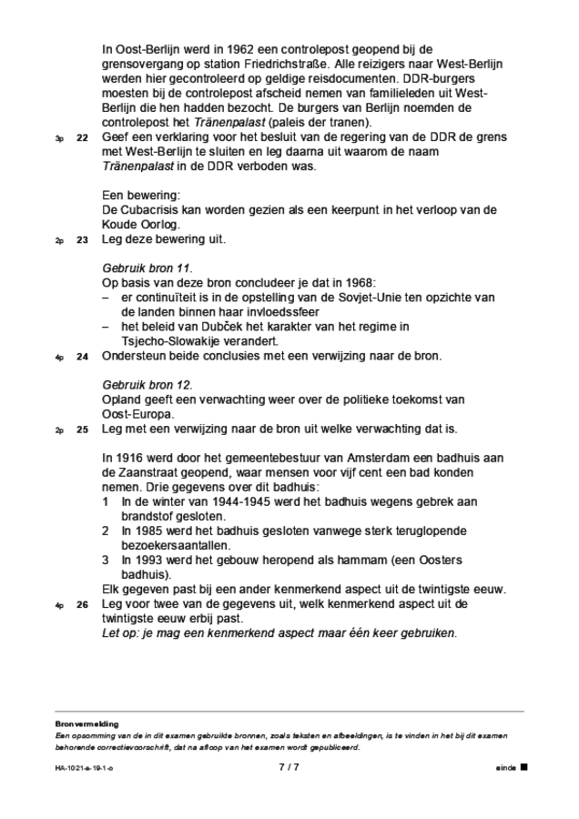 Opgaven examen HAVO geschiedenis 2019, tijdvak 1. Pagina 7
